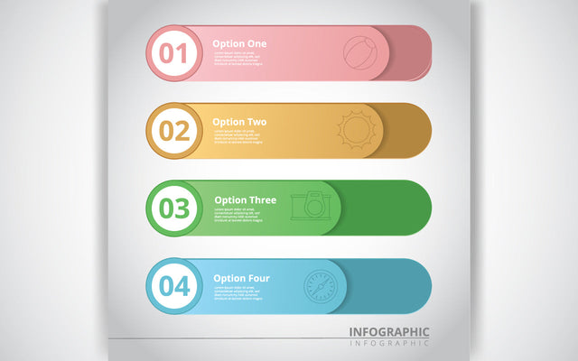 Circle infographic template. Infographic options banner. Vector layout for business infographics design elements. Abstract background with 4 steps, parts, stages, and processes. SVG naemmiah021 