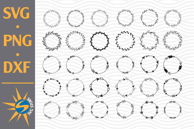 Circle Leaf, Circle Frame SVG, PNG, DXF Digital Files Include SVG SVGStoreShop 