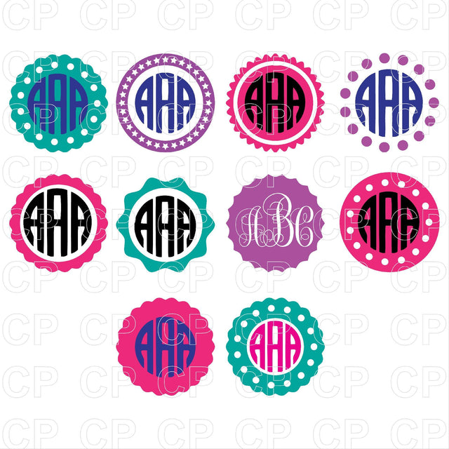 Circle Monogram 2 SVG Bundle SVG cutperfectstudio
