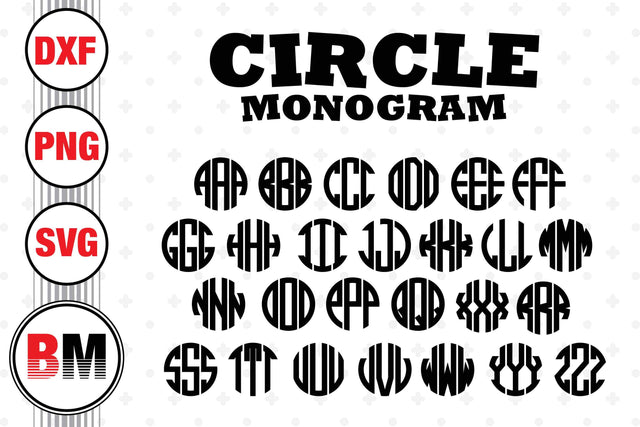 Circle Monogram Font SVG, PNG, DXF Files SVG BMDesign 