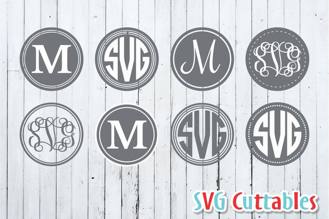 Circle Monogram Frame set of 8 SVG Svg Cuttables 
