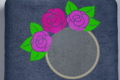 Circle monogram frame with rose, machine embroidery digital Embroidery/Applique DESIGNS embroidery-workshop 