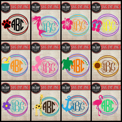 Circle Monogram Frames Bundle - 12 Designs SVG The SVG Stop 