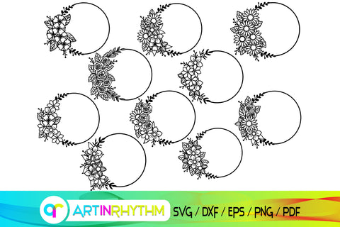 circle monogram svg, floral svg, svg bundle SVG Artinrhythm shop 