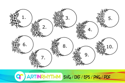 circle monogram svg, floral svg, svg bundle SVG Artinrhythm shop 