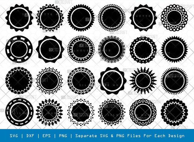 Circle Monogram SVG, Monogram Silhouette, Monogram Svg, Monogram Frames Svg, Monogram Labels Svg, Round Shape Svg, Round Monogram Svg, Monogram Bundle SVG ETC Craft 