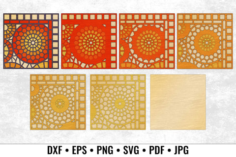 Circle Mosaic layered art laser cut files SVG Angel on Empire 