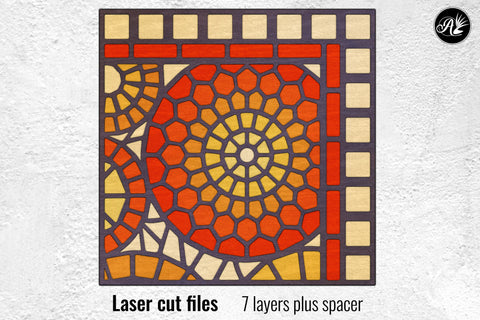 Circle Mosaic layered art laser cut files SVG Angel on Empire 