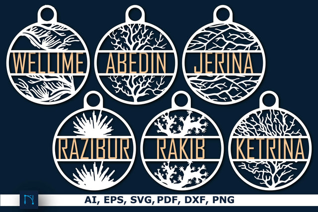 Circle Name Sign Laser Cut SVG Bundle SVG MD JOYNAL ABDIN 