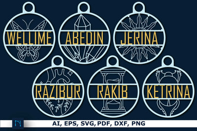 Circle Name Sign Laser Cut SVG Bundle SVG MD JOYNAL ABDIN 