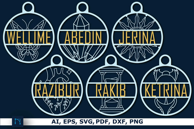 Circle Name Sign Laser Cut SVG Bundle SVG MD JOYNAL ABDIN 