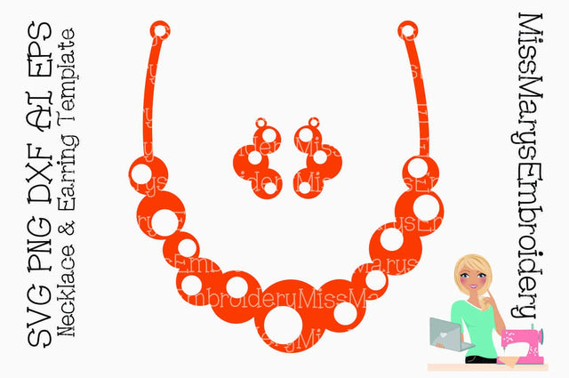Circle Necklace & Earring Template SVG MissMarysEmbroidery 