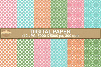 Circle Polka Dot Seamless Pattern Digital Papers Backgrounds Digital Pattern SineDigitalDesign 