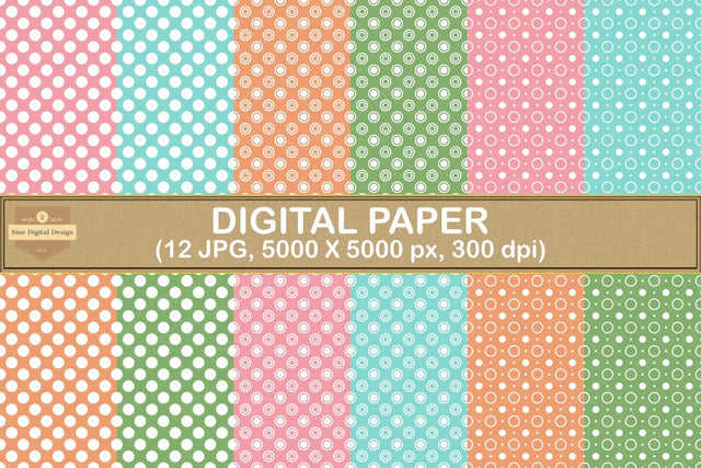 Circle Polka Dot Seamless Pattern Digital Papers Backgrounds Digital Pattern SineDigitalDesign 