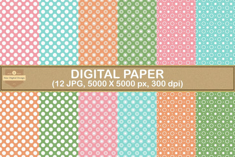 Circle Polka Dot Seamless Pattern Digital Papers Backgrounds Digital Pattern SineDigitalDesign 