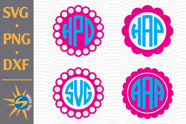 Circle Scallop Monogram SVG, PNG, DXF Digital Files Include SVG SVGStoreShop 