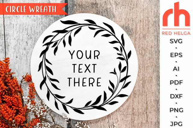 Circle Wreath SVG - Leaves Frame Cut File SVG RedHelgaArt 