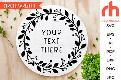 Circle Wreath SVG - Leaves Frame Cut File SVG RedHelgaArt 
