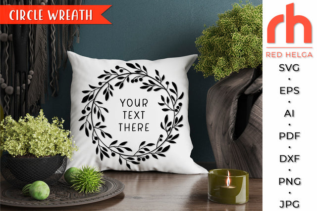 Circle Wreath SVG - Leaves Frame Cut File SVG RedHelgaArt 