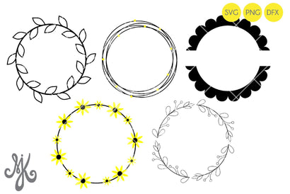 Circular Floral Frames SVG MJK Designs 
