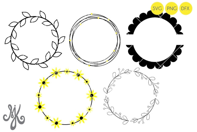 Circular Floral Frames SVG MJK Designs 