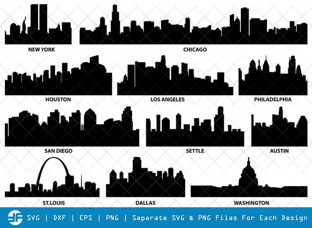 Cities Of USA SVG Cut Files | City SVG | Silhouette Bundle SVG ETC Craft 