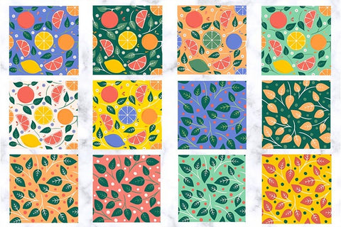 Citrus Fruits Seamless Pattern | Fruits Sublimation Digital Paper Digital Pattern RoseMartiniDesigns 