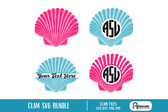 Clam Monogram Svg Bundle SVG Pinoyart Kreatib