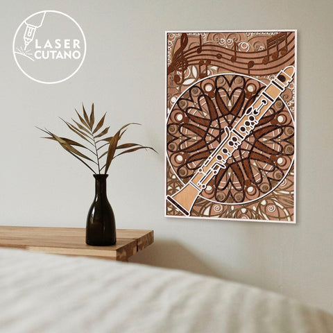 CLARINET Music Cut Template, Wall Decor SVG LaserCutano 