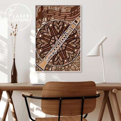 CLARINET Music Cut Template, Wall Decor SVG LaserCutano 