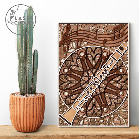 CLARINET Music Cut Template, Wall Decor SVG LaserCutano 