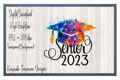 Class 2023 Senior Graduation Cap, Tie Dye, Sublimation PNG Printable Sublimation Keepsake Treasures Designs LLC. 