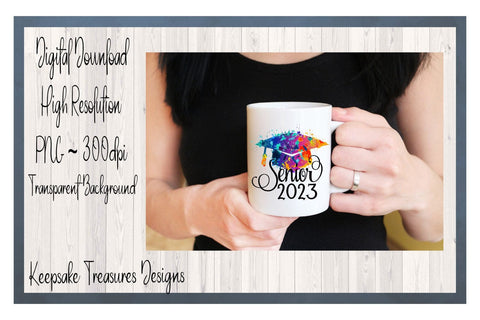 Class 2023 Senior Graduation Cap, Tie Dye, Sublimation PNG Printable Sublimation Keepsake Treasures Designs LLC. 