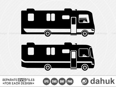 Class A Motorhome svg, Camper van svg, RV Camper, Cut file for silhouette, svg, eps, dxf, png, clipart, cricut design space, vinyl cut files SVG dahukdesign 