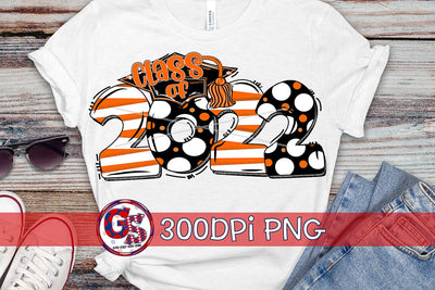 Class of 2022 Orange Black PNG for Sublimation Sublimation Greedy Stitches 
