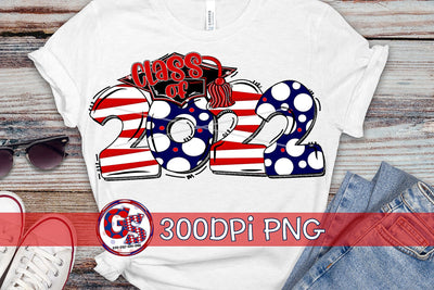 Class of 2022 Red Navy PNG for Sublimation Sublimation Greedy Stitches 