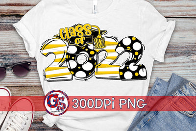 Class of 2022 Yellow Black PNG for Sublimation Sublimation Greedy Stitches 