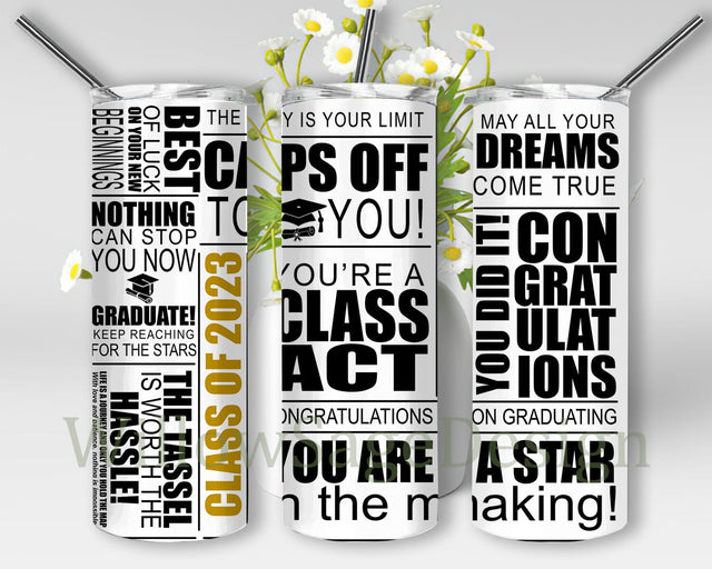 Class Of 2023 20oz Skinny Tumbler Png, Graduation Tumbler, Gradution Tumbler Design, Class of 2023 Tumbler, 2023 Grad Gifts, Sublimation Design Sublimation WillowSageDesign 