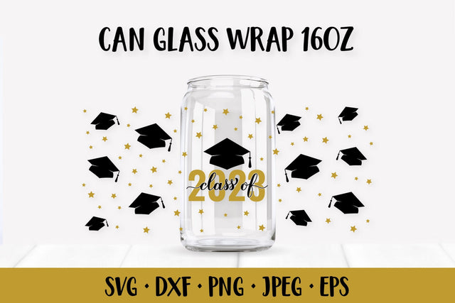 Class of 2023 can glass wrap SVG. Graduation glass can SVG LaBelezoka 