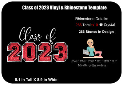Class of 2023 Vinyl & Rhinestone Template | Rhinestone SVG | Senior SVG SVG MissMarysEmbroidery 