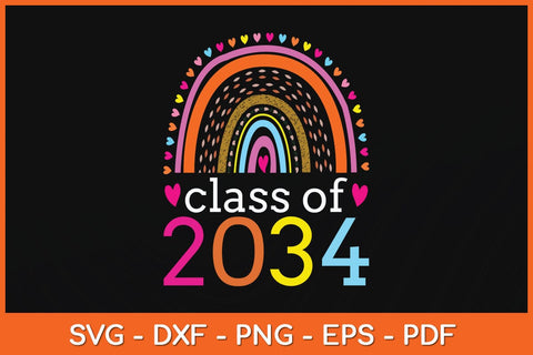 Class Of 2034 Rainbow Pink Graduate Preschool Kindergarten Svg Cutting File SVG Helal 