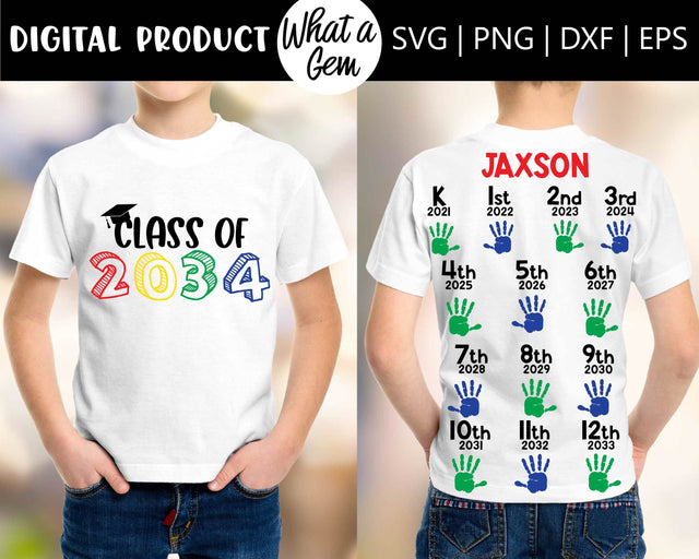 Class of 2034 SVG | Grow with me Handprint shirt SVG | Kindergarten SVG | Back to School | First day of School svg | Memory keepsake Shirt SVG What A Gem SVG 