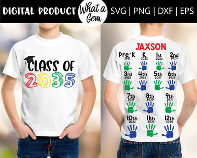 Class of 2035 SVG | Grow with me Handprint shirt SVG | Preschool SVG | Back to School | First day of School svg | Pre K svg | Memory keepsake Shirt SVG What A Gem SVG 