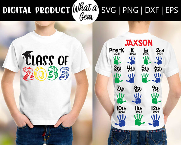 Class of 2035 SVG Grow with me Handprint shirt SVG Preschool - Main Image