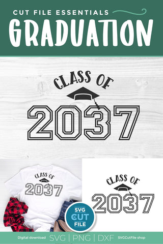 Class of 2037 svg for Preschool and Kindergarten Graduating Seniors SVG SVG Cut File 