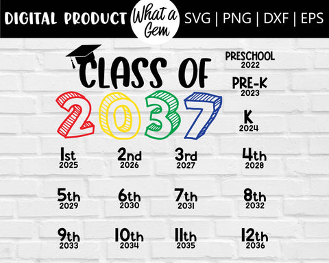 Class of 2037 Svg, Class of 2037, Class of 2037 Digital File Class of 2037  Jersey Font, PNG Digital File Svg Dxf Silhouette Cricut 