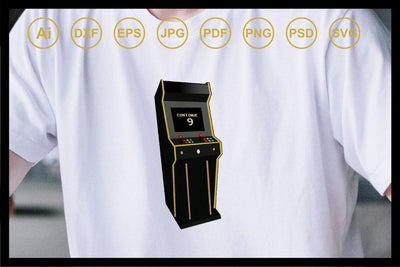 Classic arcade video game console design illustration SVG Leamsign Studio 