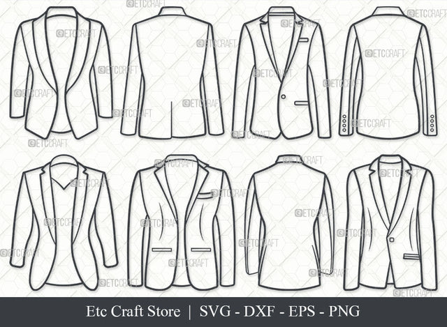 Classic Bleazer SVG, Bleazer Outline, Suit Svg, Business Suit Svg, Wedding Suit Svg, Casual Suit Svg, Man Coat Svg, Bleazer Bundle SVG ETC Craft 