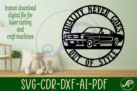 Classic car version 2 wall sign, SVG file. vector file SVG APInspireddesigns 