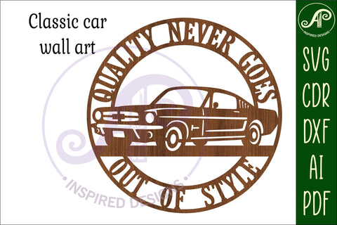 Classic car version 2 wall sign, SVG file. vector file SVG APInspireddesigns 
